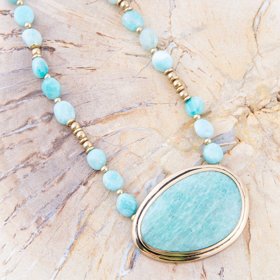 Impressions of Amazonite Freeform Necklace - Barse Jewelry