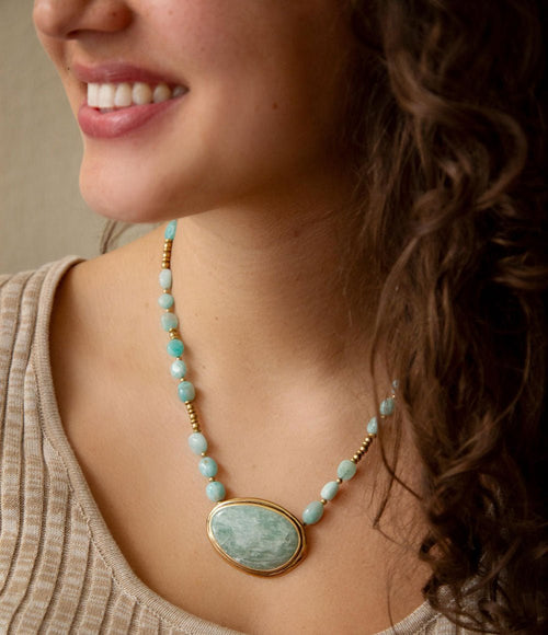 Impressions of Amazonite Freeform Necklace - Barse Jewelry