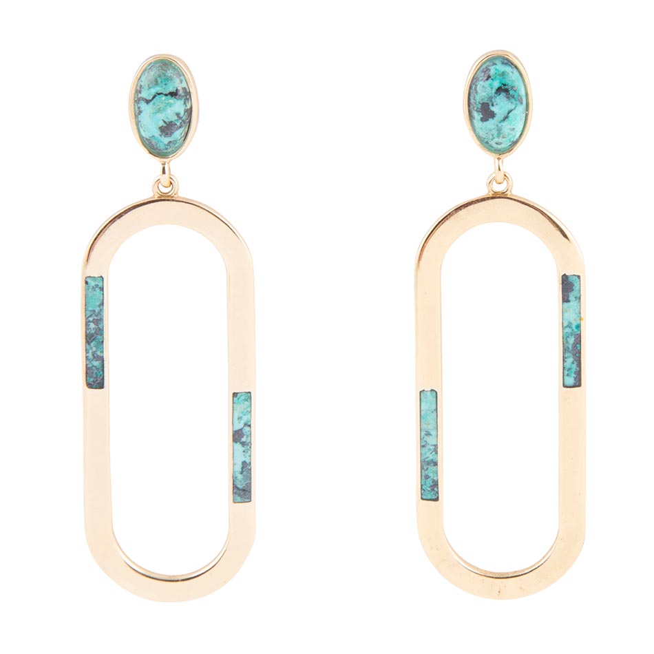 In the Loop Blue Chrysocolla Golden Earrings - Barse Jewelry