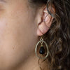 Inline Black Onyx Drop Golden Earrings - Barse Jewelry