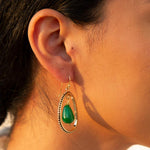 Inline Green Onyx Golden Drop Earrings - Barse Jewelry