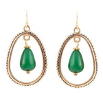 Inline Green Onyx Golden Drop Earrings - Barse Jewelry