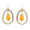 Inline Orange Jade Drop Golden Earrings - Barse Jewelry