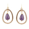 Inline Purple Jade Drop Golden Earrings - Barse Jewelry