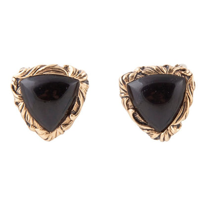 Jacquard Black Onyx Clip - on Golden Earrings - Barse Jewelry