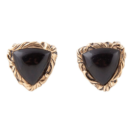 Jacquard Black Onyx Golden Earrings