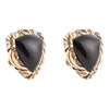 Jacquard Black Onyx Clip - on Golden Earrings - Barse Jewelry