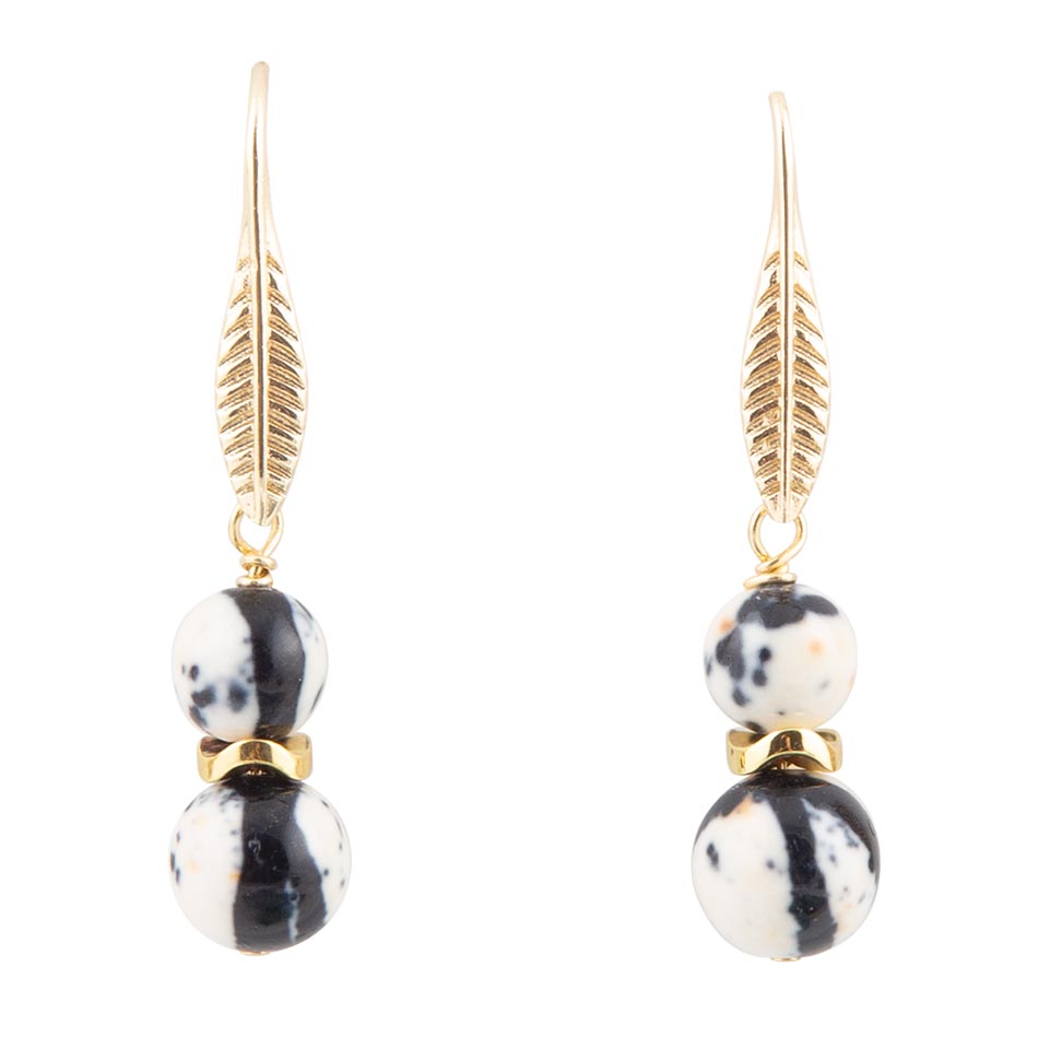 Jasper Agate Neutrals Golden Brass Drop Earrings - Barse Jewelry