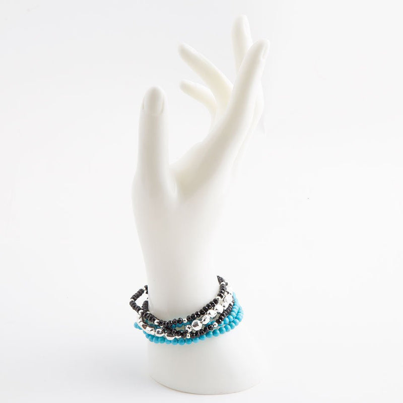 Jett Black Onyx and Blue Magnesite Bracelet Set - Barse Jewelry