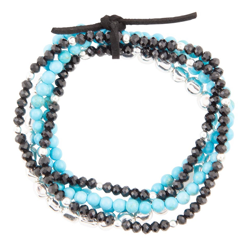 Jett Black Onyx and Blue Magnesite Bracelet Set - Barse Jewelry