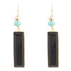Jett Black Onyx Linear Golden Drop Earrings - Barse Jewelry