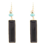 Jett Black Onyx Linear Golden Drop Earrings - Barse Jewelry