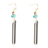 Jett Black Onyx Linear Golden Drop Earrings - Barse Jewelry