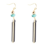 Jett Black Onyx Linear Golden Drop Earrings - Barse Jewelry