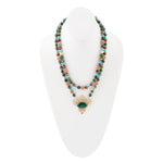 Jeweled Tyger's Eye and Green Onyx Golden Pendant Necklaces - Barse Jewelry