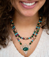 Jeweled Tyger's Eye and Green Onyx Golden Pendant Necklaces - Barse Jewelry