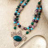 Jeweled Tyger's Eye and Green Onyx Golden Pendant Necklaces - Barse Jewelry