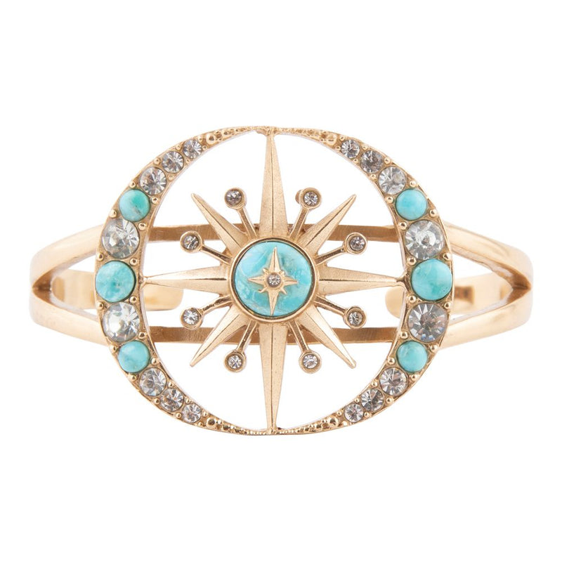 Celestial Blue Turquoise Golden Cuff Bracelet