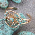 Celestial Blue Turquoise Golden Cuff Bracelet