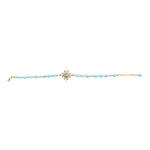Celestial Blue Turquoise Golden Beaded Bracelet