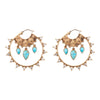 Celestial Blue Turquoise Golden Hoop Earrings