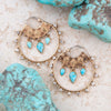 Celestial Blue Turquoise Golden Hoop Earrings