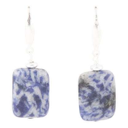 Denim Blue Quartz Silver Drop Earrings
