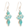 Blue Turquoise Cross Sterling Silver Drop Earrings