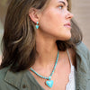 Blue Turquoise Heart Sterling Silver Drop Post Earrings