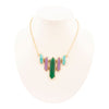 Deco Green and Purple Agate Golden Statement Necklace