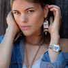 Steer Skull Green Aventurine Golden Cuff Bracelet