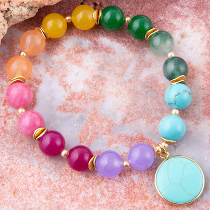 kaleidoscope Multistone Blue Turquoise Charm Bracelet - Barse Jewelry