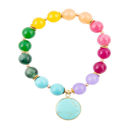 kaleidoscope Multistone Blue Turquoise Charm Bracelet - Barse Jewelry