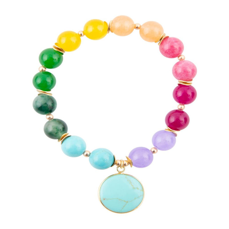 kaleidoscope Multistone Blue Turquoise Charm Bracelet - Barse Jewelry