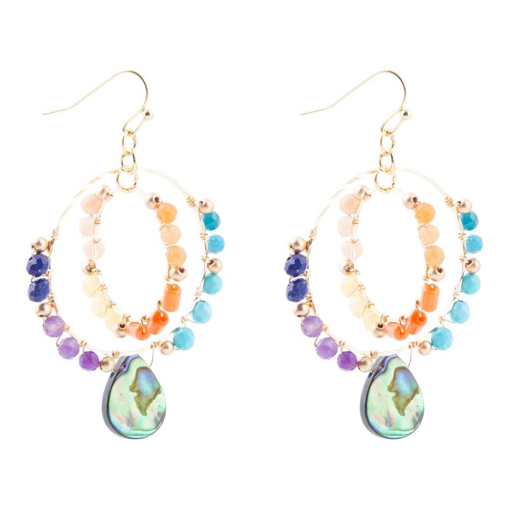 Kaleidoscope Multistone Golden Chandelier Earrings - Barse Jewelry