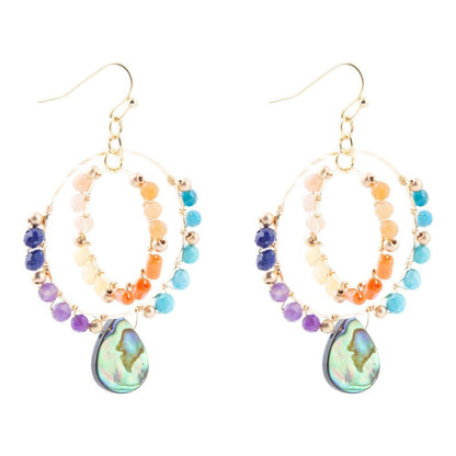 Kaleidoscope Multistone Golden Chandelier Earrings - Barse Jewelry