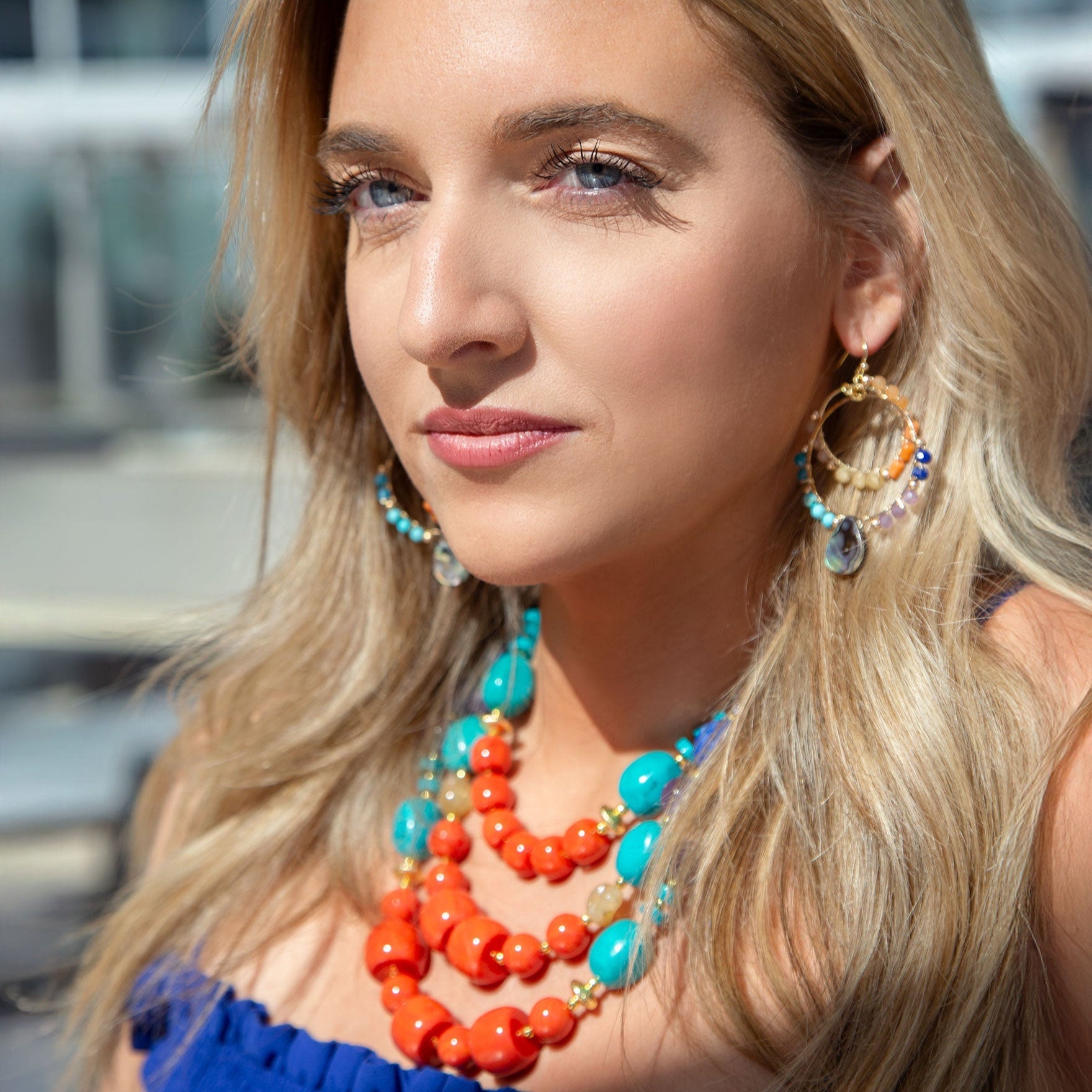 Kaleidoscope Multistone Golden Chandelier Earrings - Barse Jewelry