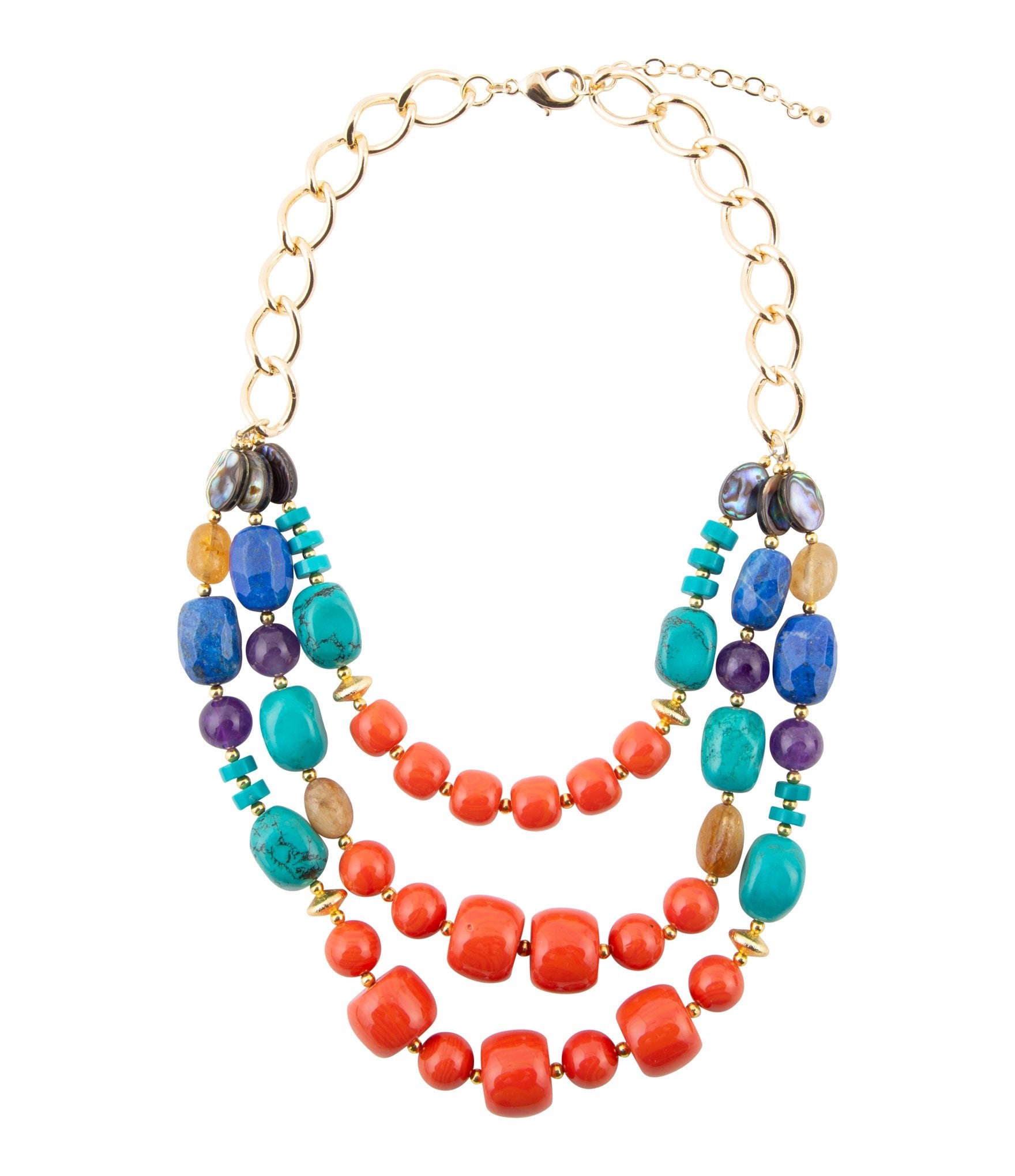 Kaleidoscope Multistone Statement Golden Necklace - Barse Jewelry