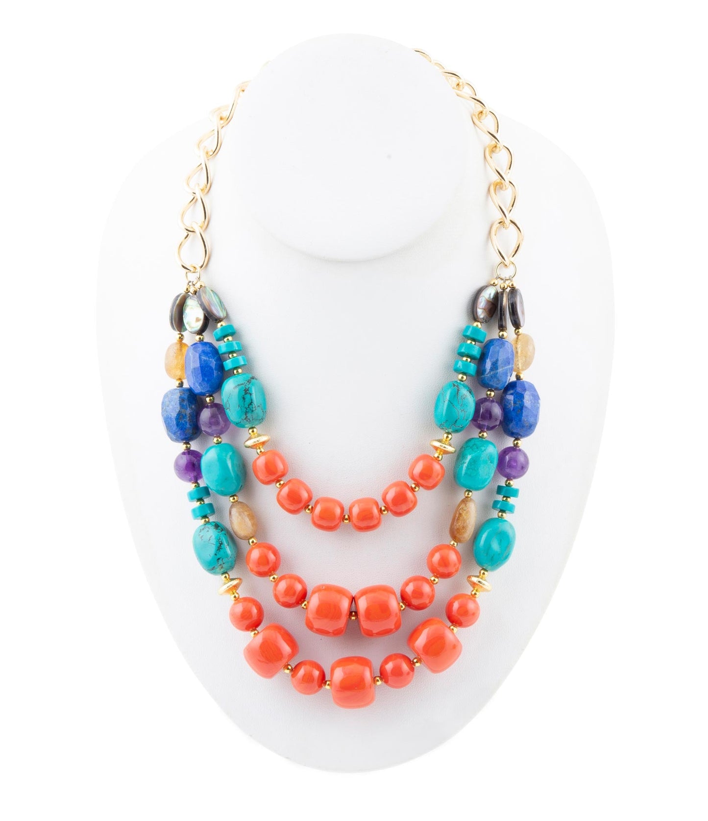 Kaleidoscope Multistone Statement Golden Necklace - Barse Jewelry