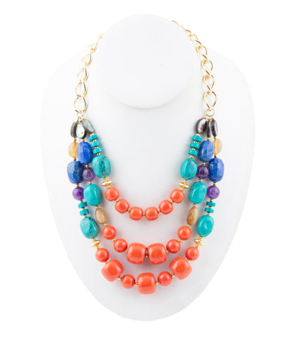 Kaleidoscope Multistone Statement Golden Necklace - Barse Jewelry