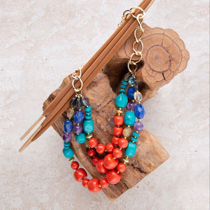 Kaleidoscope Multistone Statement Golden Necklace - Barse Jewelry