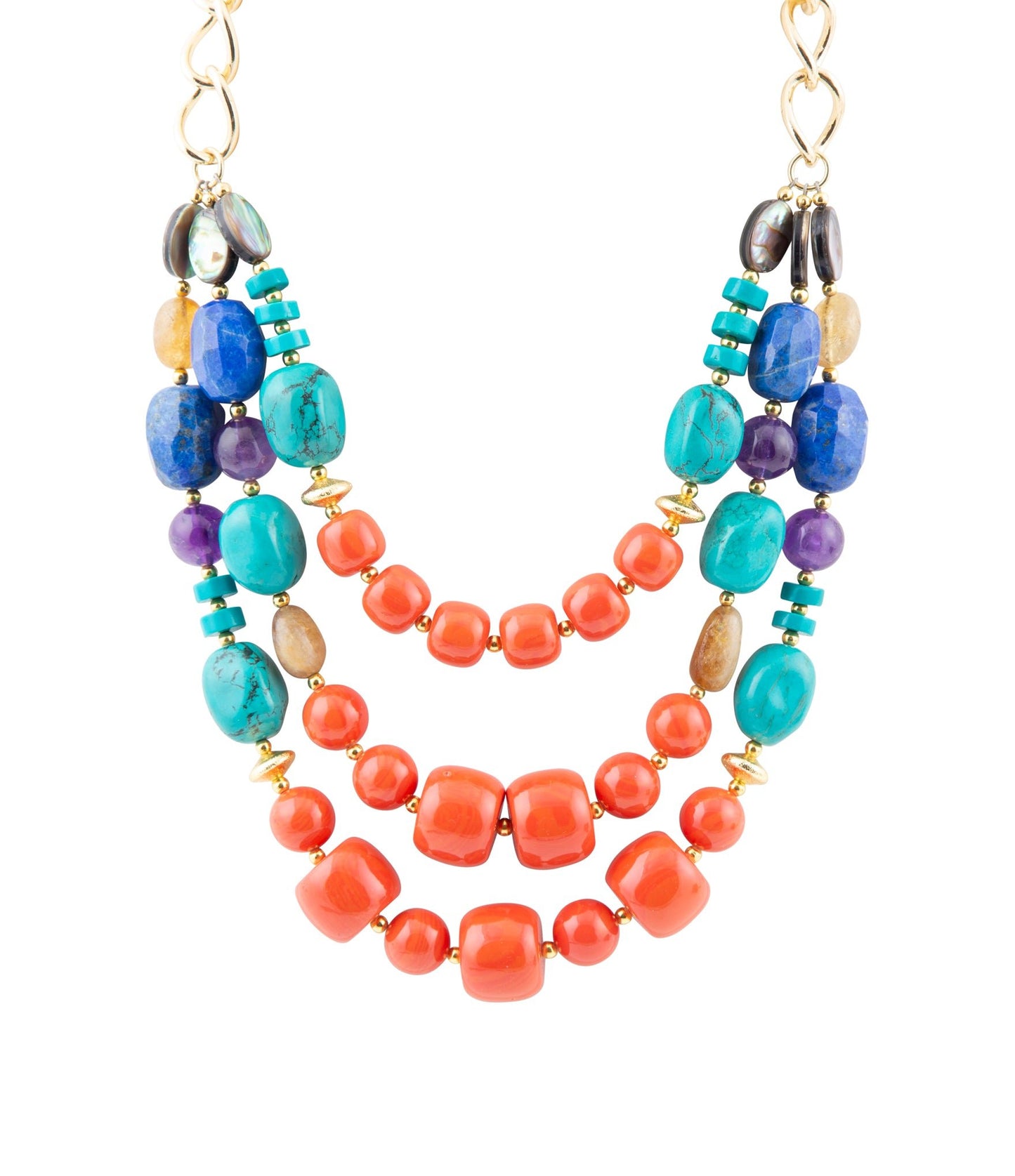 Kaleidoscope Multistone Statement Golden Necklace - Barse Jewelry