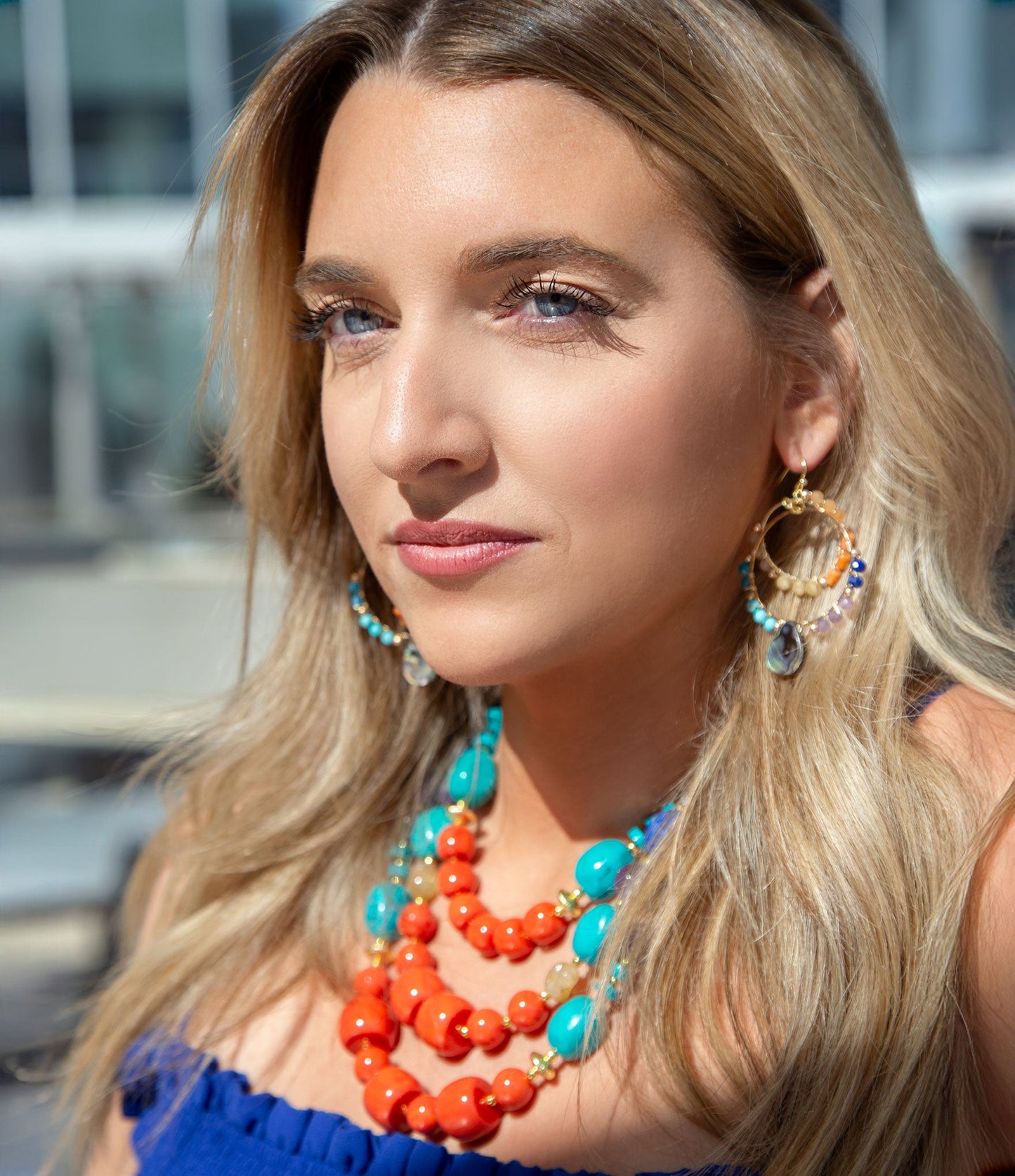 Kaleidoscope Multistone Statement Golden Necklace - Barse Jewelry