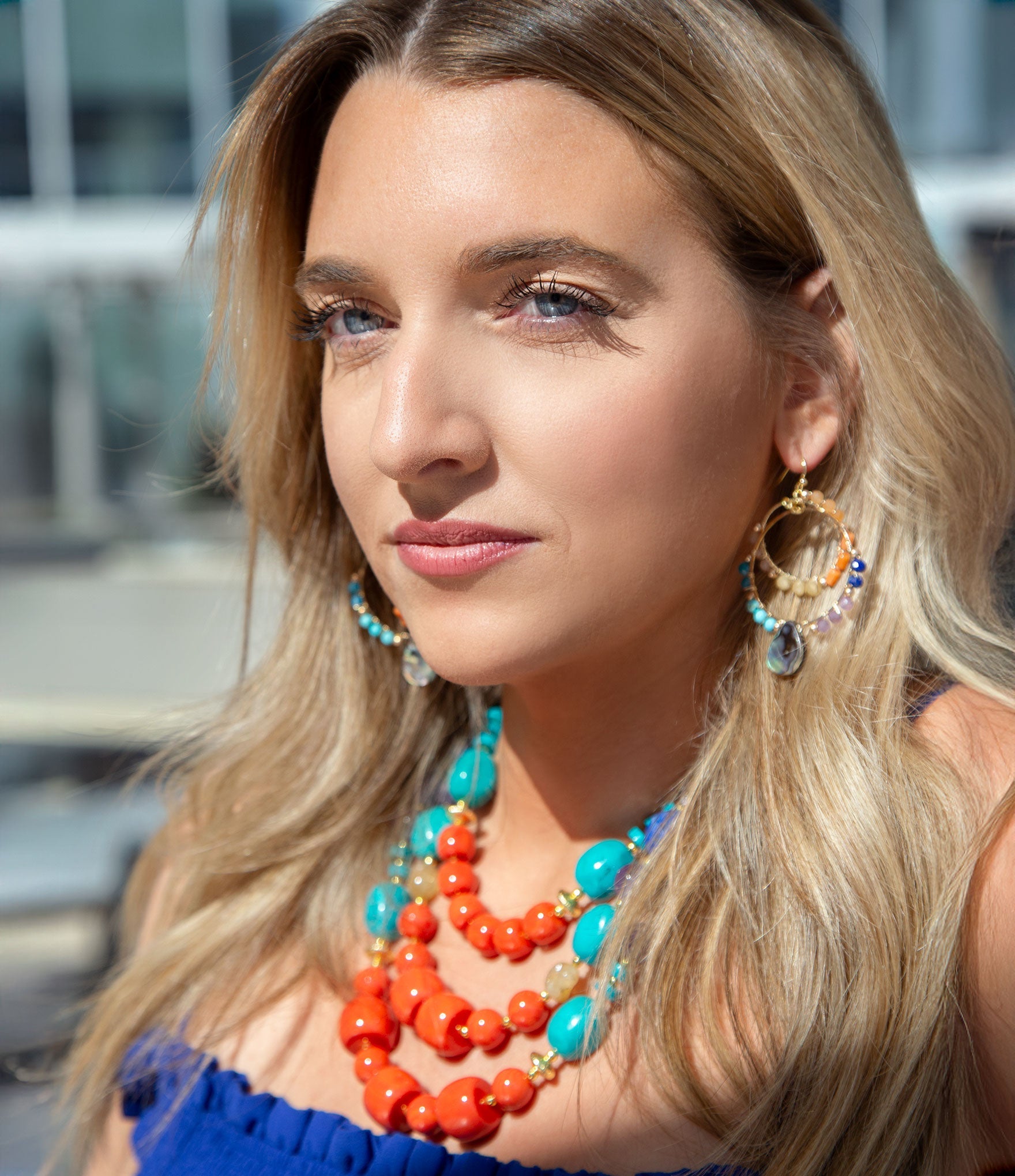 Kaleidoscope Multistone Statement Golden Necklace - Barse Jewelry