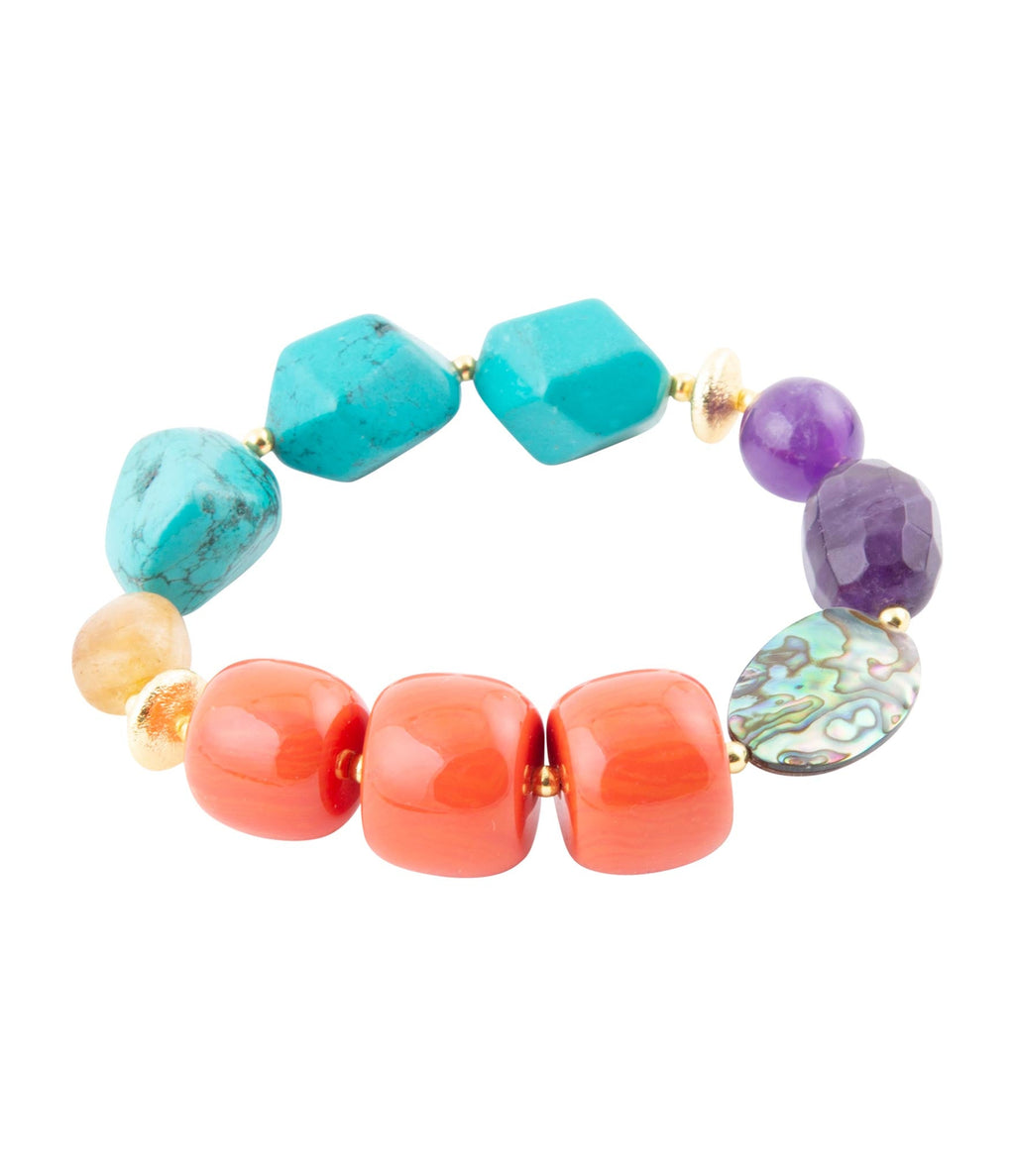 Keleidoscope Multistone Chunky Golden Bracelet - Barse Jewelry