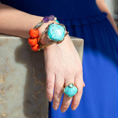 Keleidoscope Multistone Chunky Golden Bracelet - Barse Jewelry