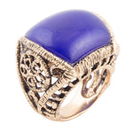 Lace Blue Agate Golden Statement Ring - Barse Jewelry