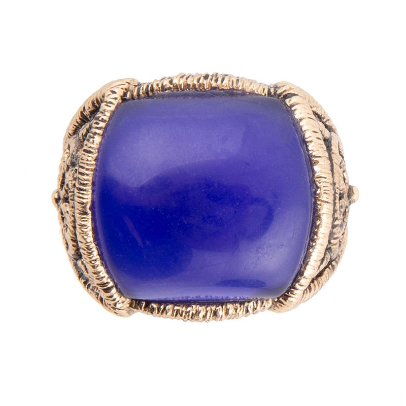 Lace Blue Agate Golden Statement Ring - Barse Jewelry