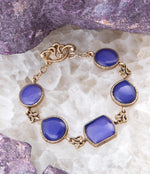Lace Blue Agate Link Golden Bracelet - Barse Jewelry