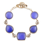 Lace Blue Agate Link Golden Bracelet - Barse Jewelry